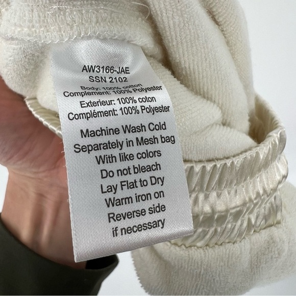 ATM Loop Cream Satin French Cotton Terry Pull-on‎ Chalk Jogger Track Pants - Picture 13 of 16